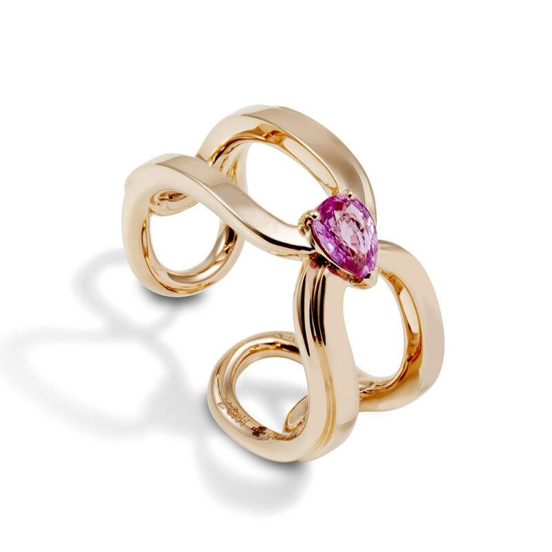 Gismondi1754 clip ring rose gold pink sapphire